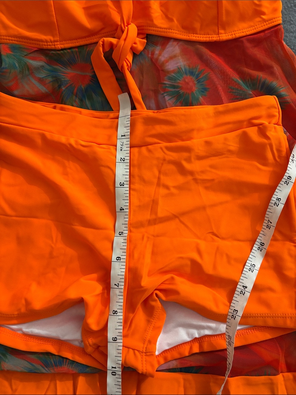 Orange Floral Mesh Tankini Swim Dress with Boyshorts Size Small - Picture 6 of 10